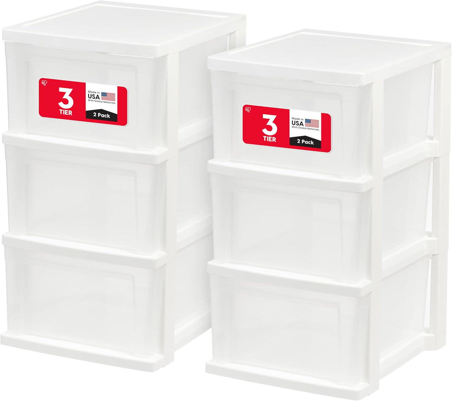 Organiz. plástico 3 cajones pack 2 para baño dormitorio
