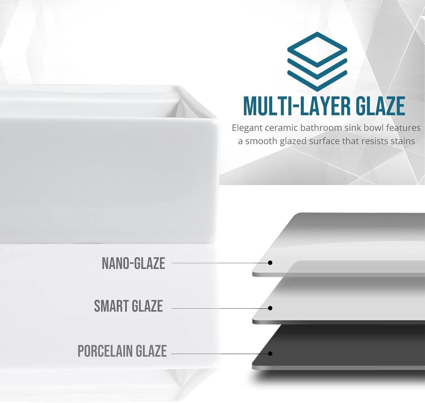 Lavabo cerámica rectangular 22x12.6pulg blanco
