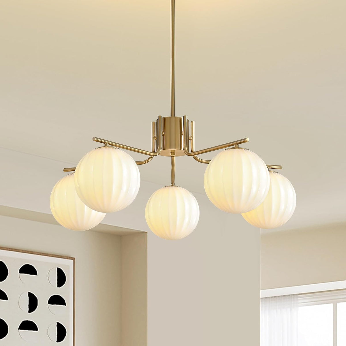 Candelabro cristal blanco 5 luces lámpara colgante Sputnik