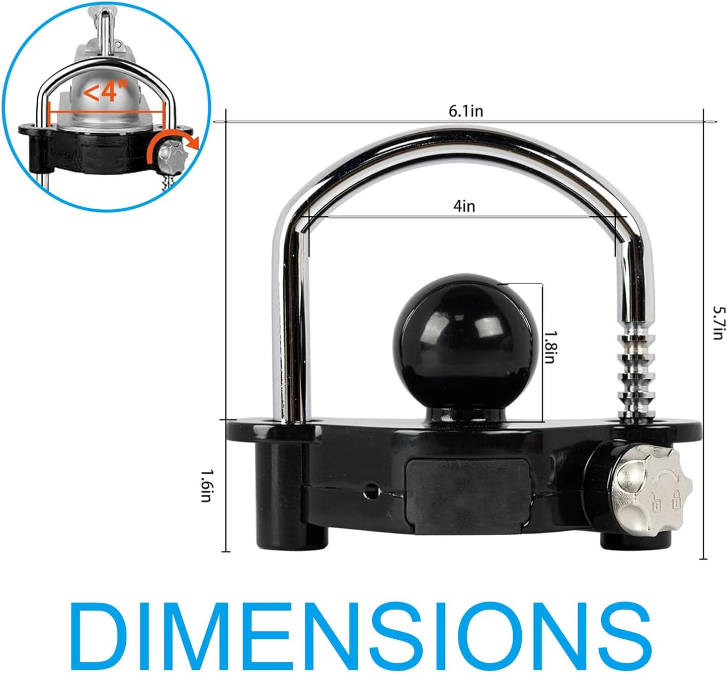 Cerradura remolque negra combinación 1-7/8 2 2-5/16"