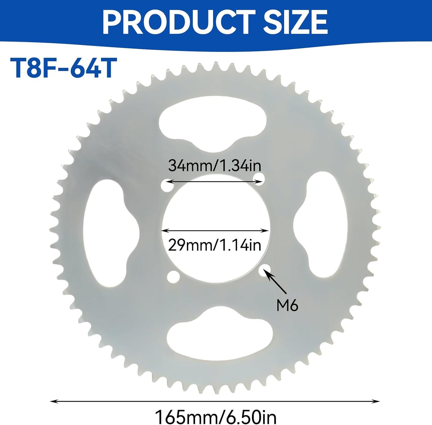 Piñón T8F 64T acero alta resistencia para Mini Quad