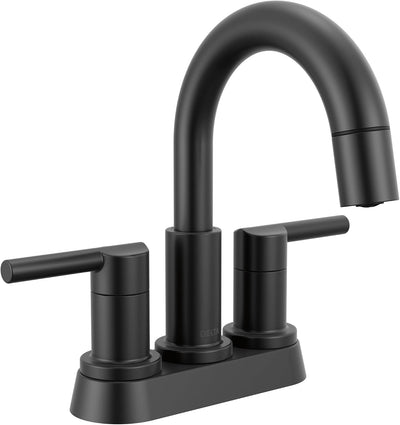 Grifo baño negro mate 4pulg 3 orificios rociador extraíble
