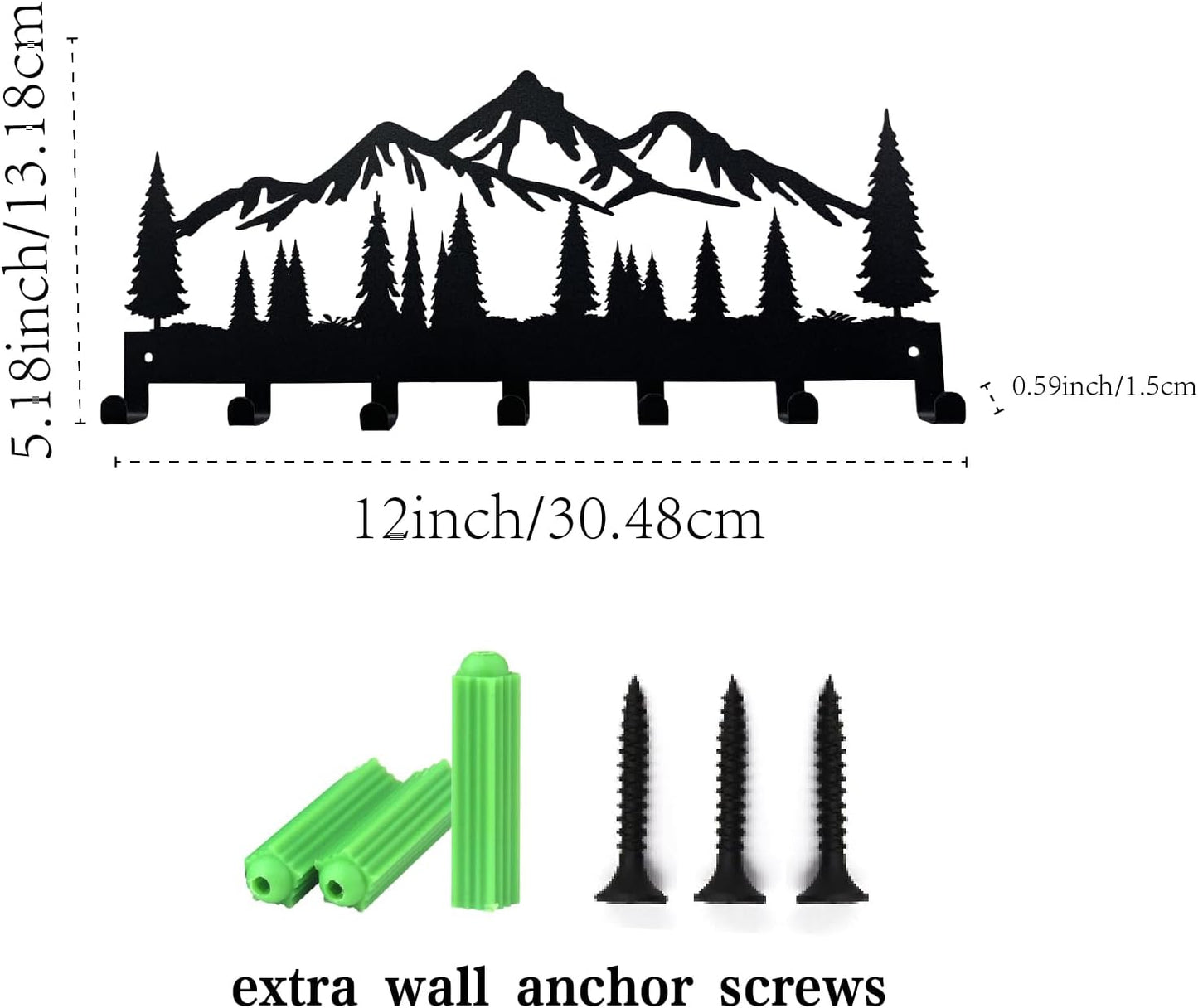 Soporte llaves pared 7 ganchos metal decoración hogar 12"