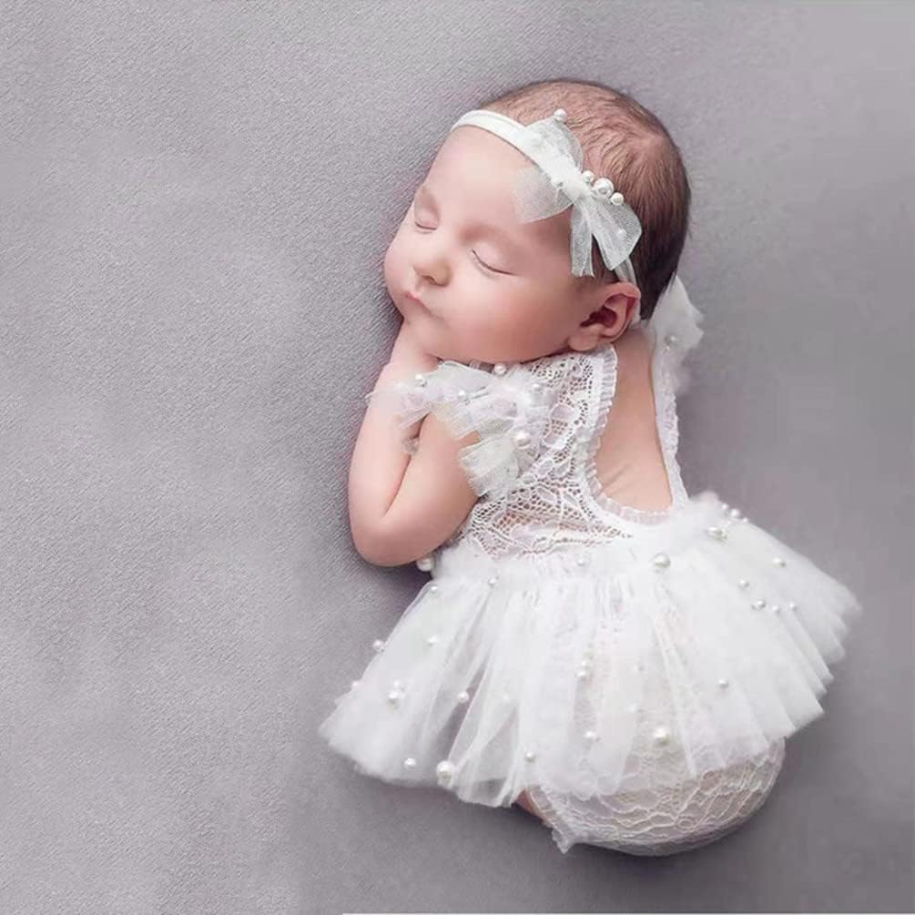 Traje princesa bebé niña encaje perla tocado sesion foto