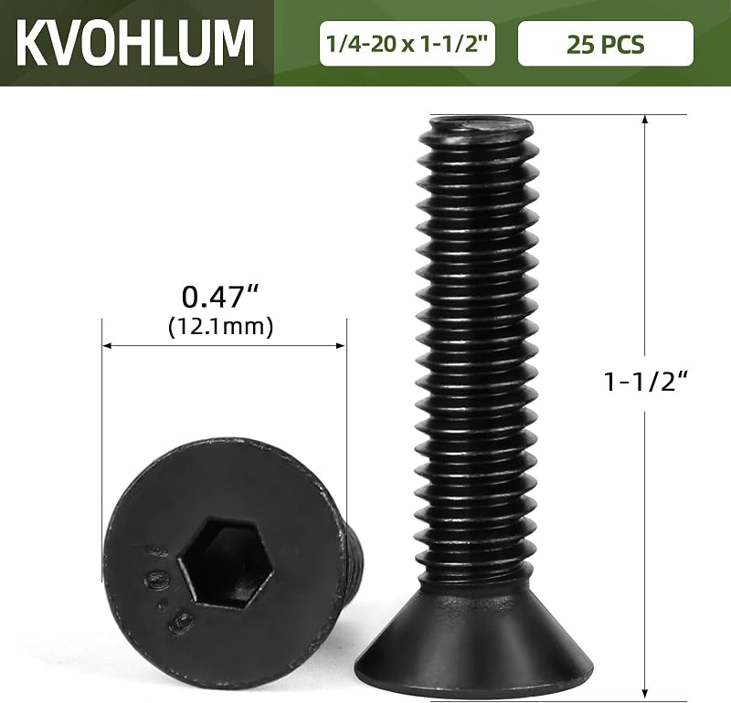 25 Tornillos Allen Acero Carbono Grado 10.9 Negro
