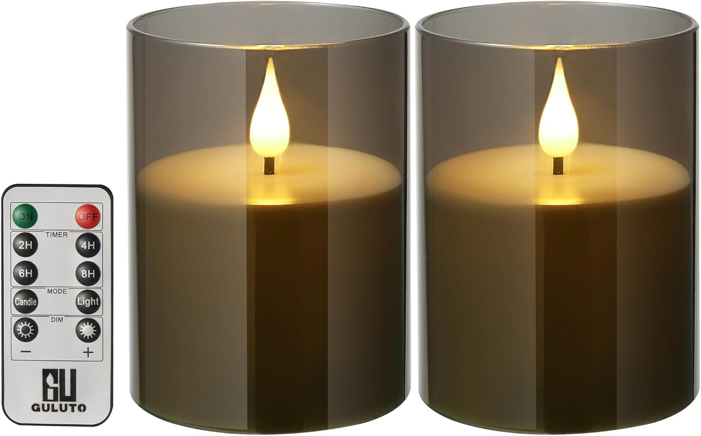 Velas LED acrílico gris parpadeantes juego 2 con control remoto