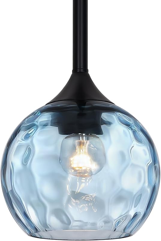 Lámpara colgante cristal martillado azul claro E26
