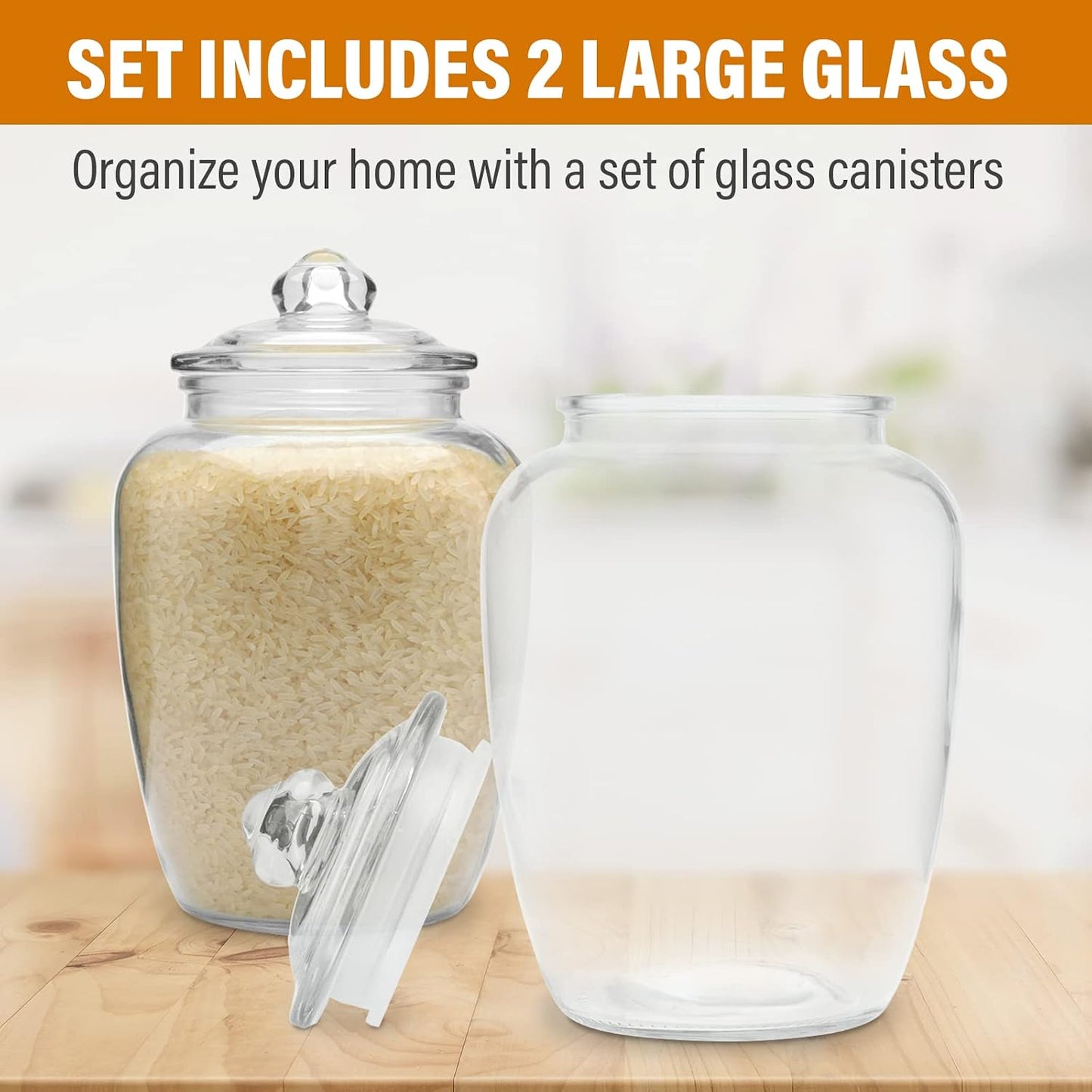 Set 2 Tarros Vidrio Tapa Hermética 75oz Cocina