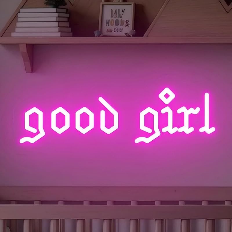 Letrero neón Good Girl decoración dormitorio gótica