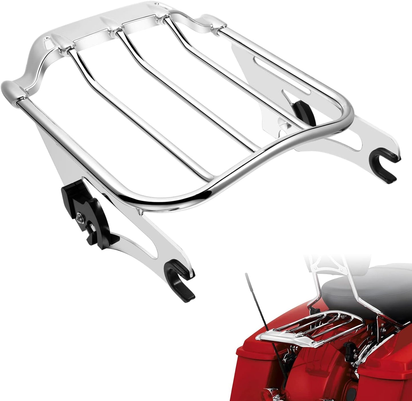 Soporte equipaje 2 pisos ala aire Harley Touring 09-24 cromo