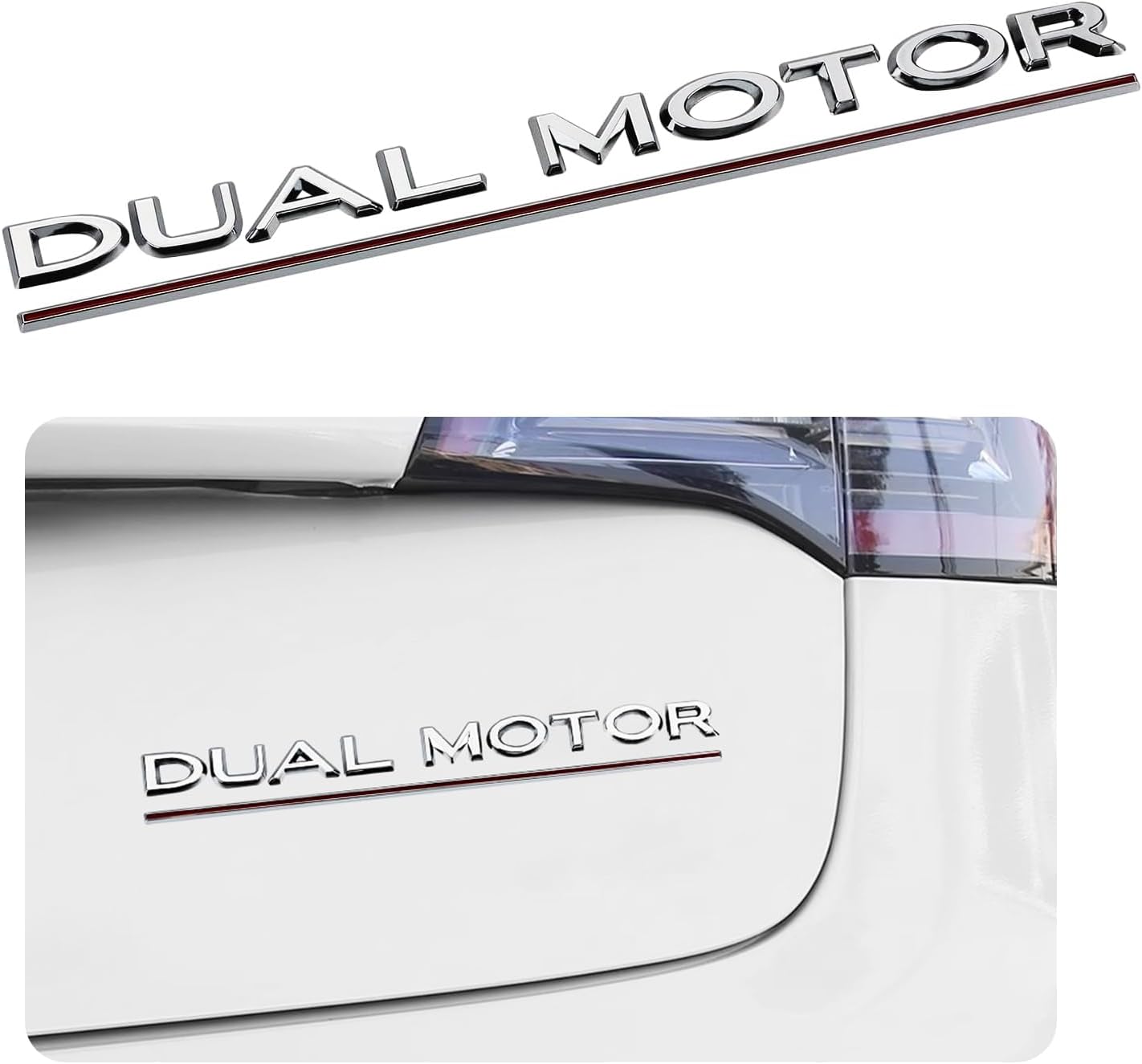 Letras metálicas doble motor Tesla Model 3 S X plateadas