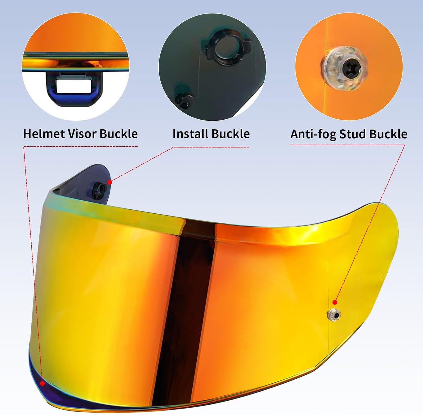 Visera tintada para casco moto FF808 cromo rojo
