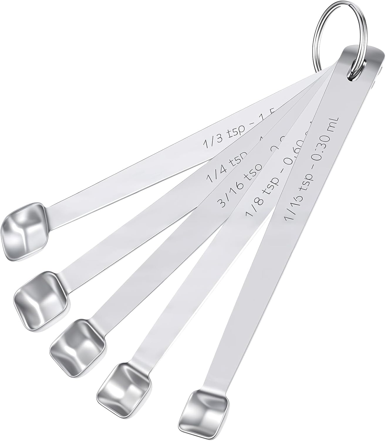 Set 5 Cucharas Medidoras Acero Inox 1/3 1/4 3/16
