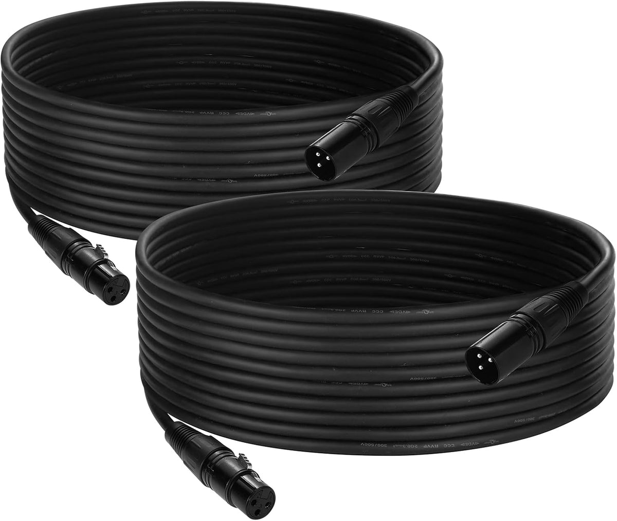 Cable DMX 25ft XLR macho a hembra 2 pzas