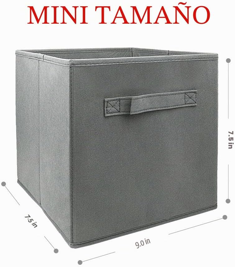 3 Pzas Cubos Almacenamiento Mini 9x7.5" Plegable Gris