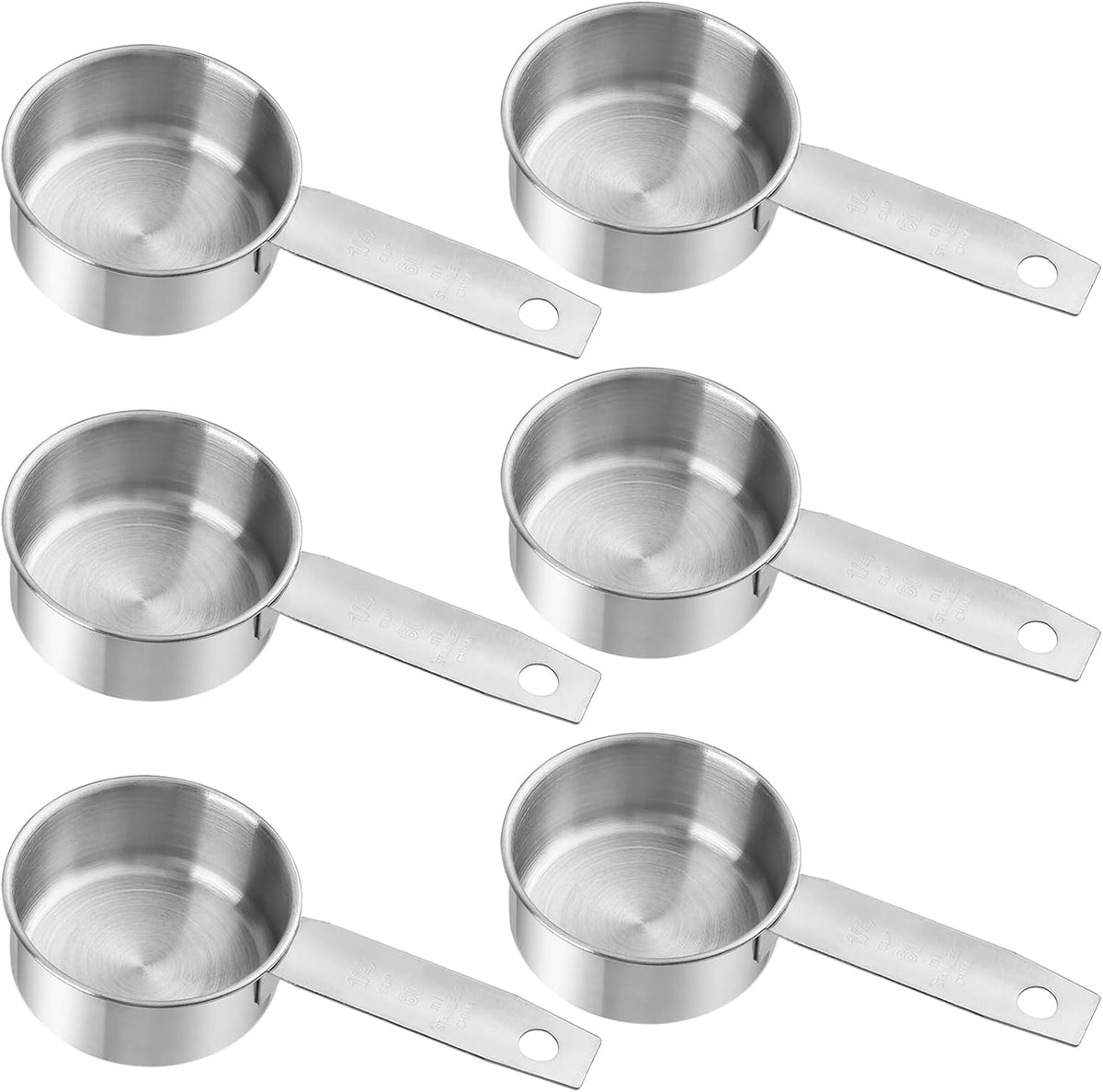 6 Tazas Medidoras Acero Inox 2.3oz para Café Cocina