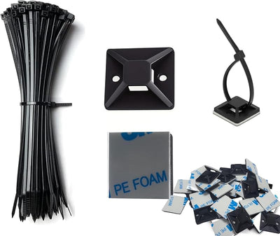 100 Soportes Adhesivos para Bridas de Cables 6pulg