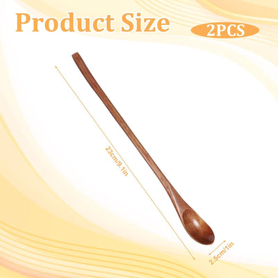 2 Cucharas Largas Madera para Café, Miel, Postre 9.1pulg