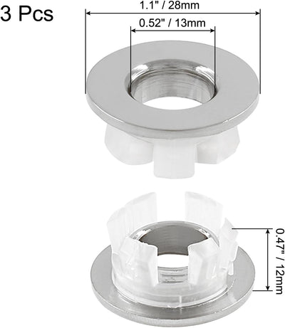 3 Tapas desbordamiento fregadero cocina baño plata cepillada
