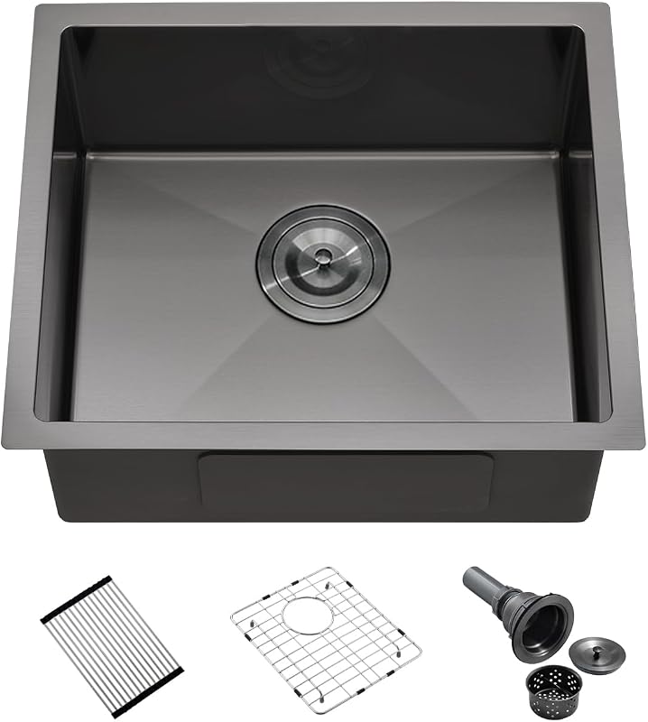 Fregadero cocina acero inox 20x17" color negro