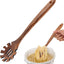 Cuchara y tenedor de madera para pasta 13pulg con dientes