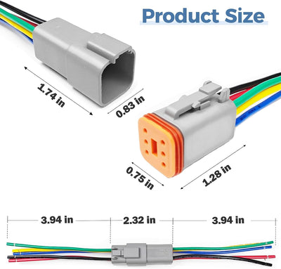 Kit 6 cables Deutsch DT 6 pines gris impermeable 16 AWG