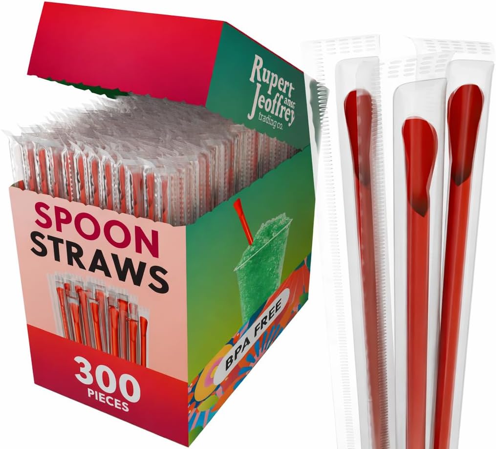 Pajitas cuchara Sno-cono individuales rojo 300