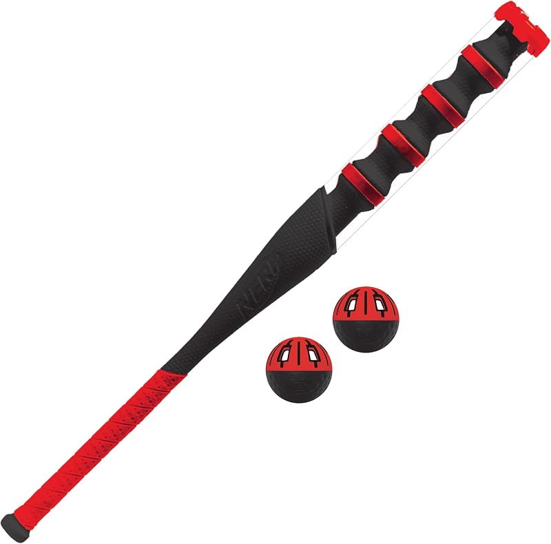 Set bate y pelota plástico para niños con bandas de agarre