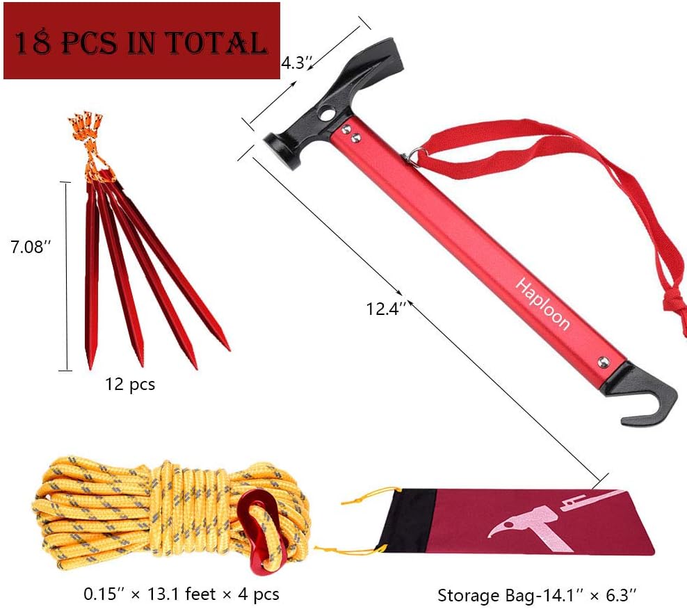 Kit 12 estacas y martillos aluminio para tienda campamento