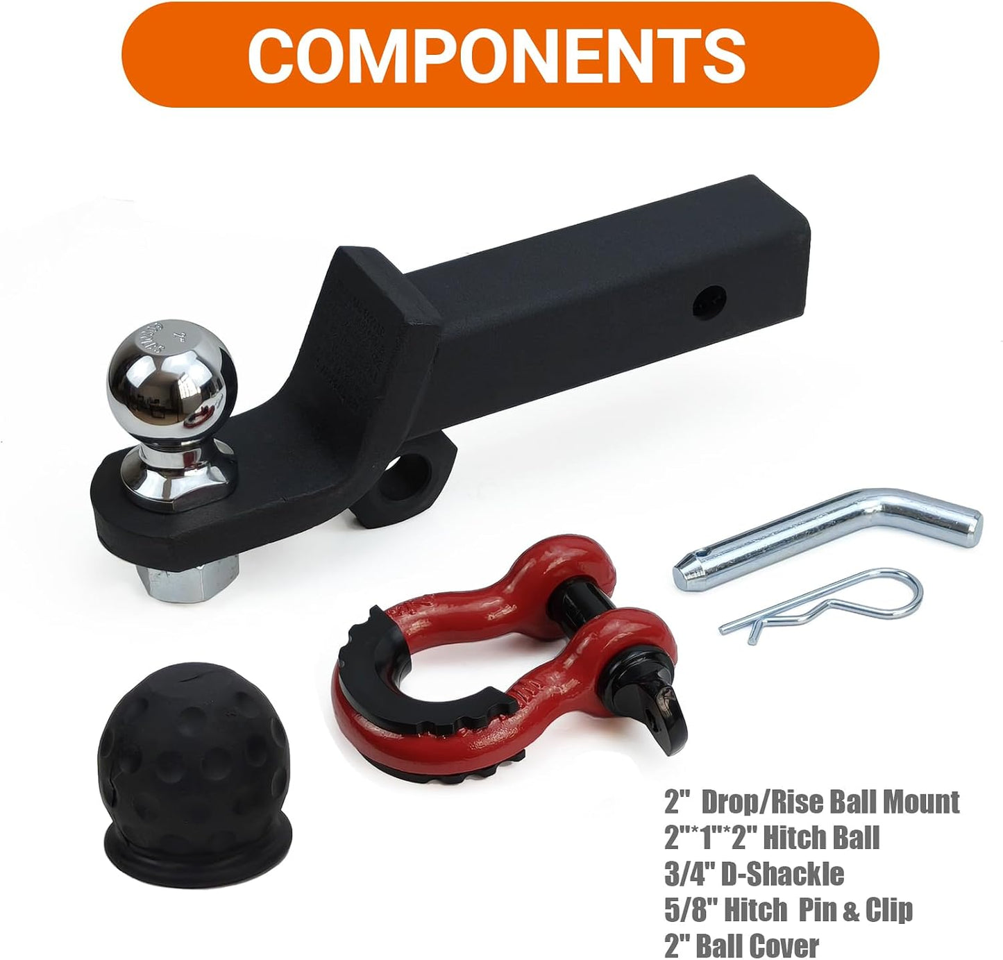 Soporte bola enganche remolque 2" 6000lb pasador clip negro