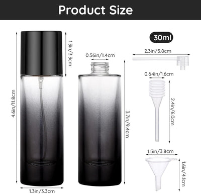 Kit 3 botellas spray perfume viaje rellenables negro