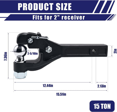 Enganche perno 15 toneladas bola 2-5/16 pulg comp