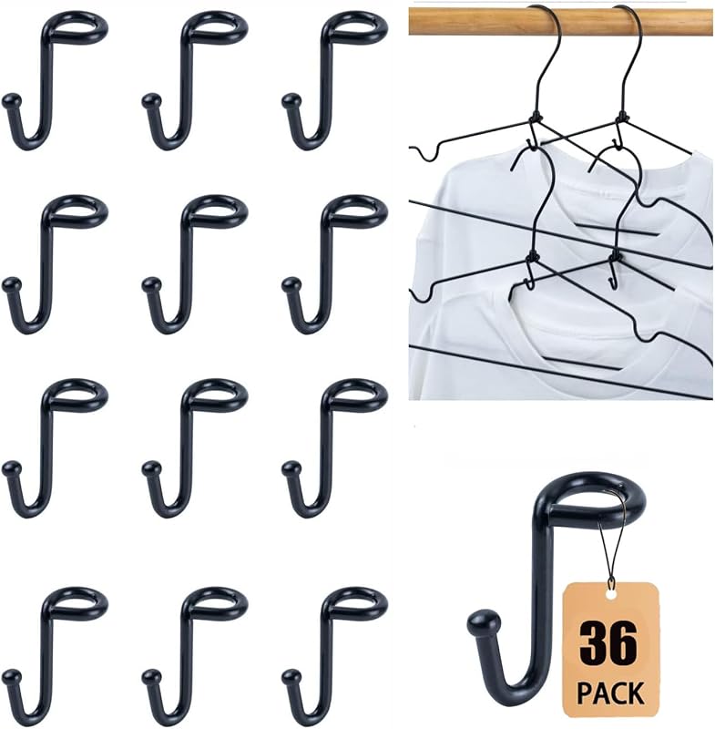 Ganchos conector para perchas plástico terciopelo negro 36uds