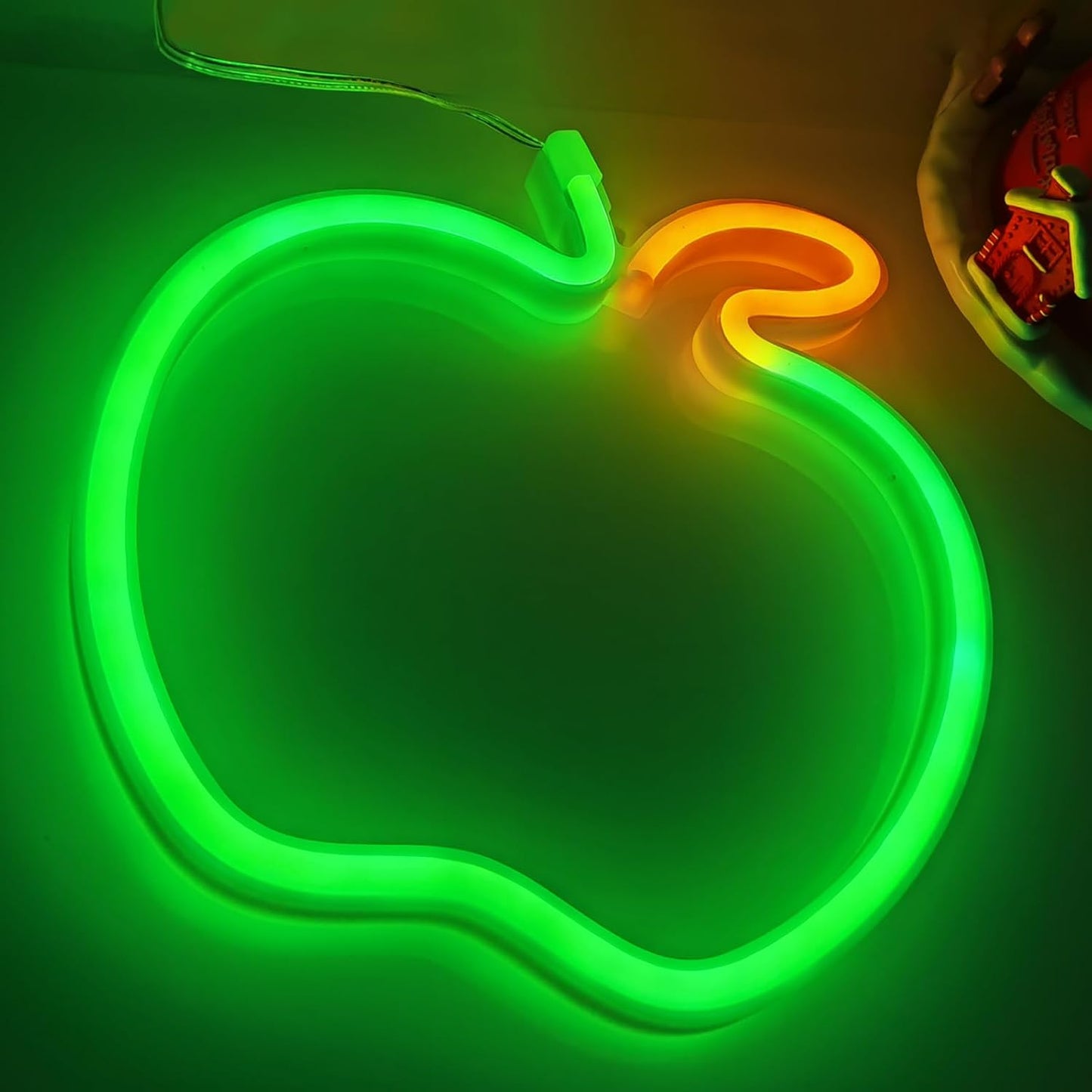 Letrero neón Apple LED para pared 8.3x7.7pulg verde amarillo