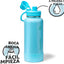 Botella agua acero inox doble pared 32oz con tapa boquilla azul