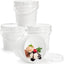 8 Pzas Tinas Plástico Helado 80oz Tapa Cubo Blanco