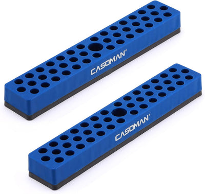 2 Pzas Organizador Brocas Hex 86 Agujeros Base Magnética Azul