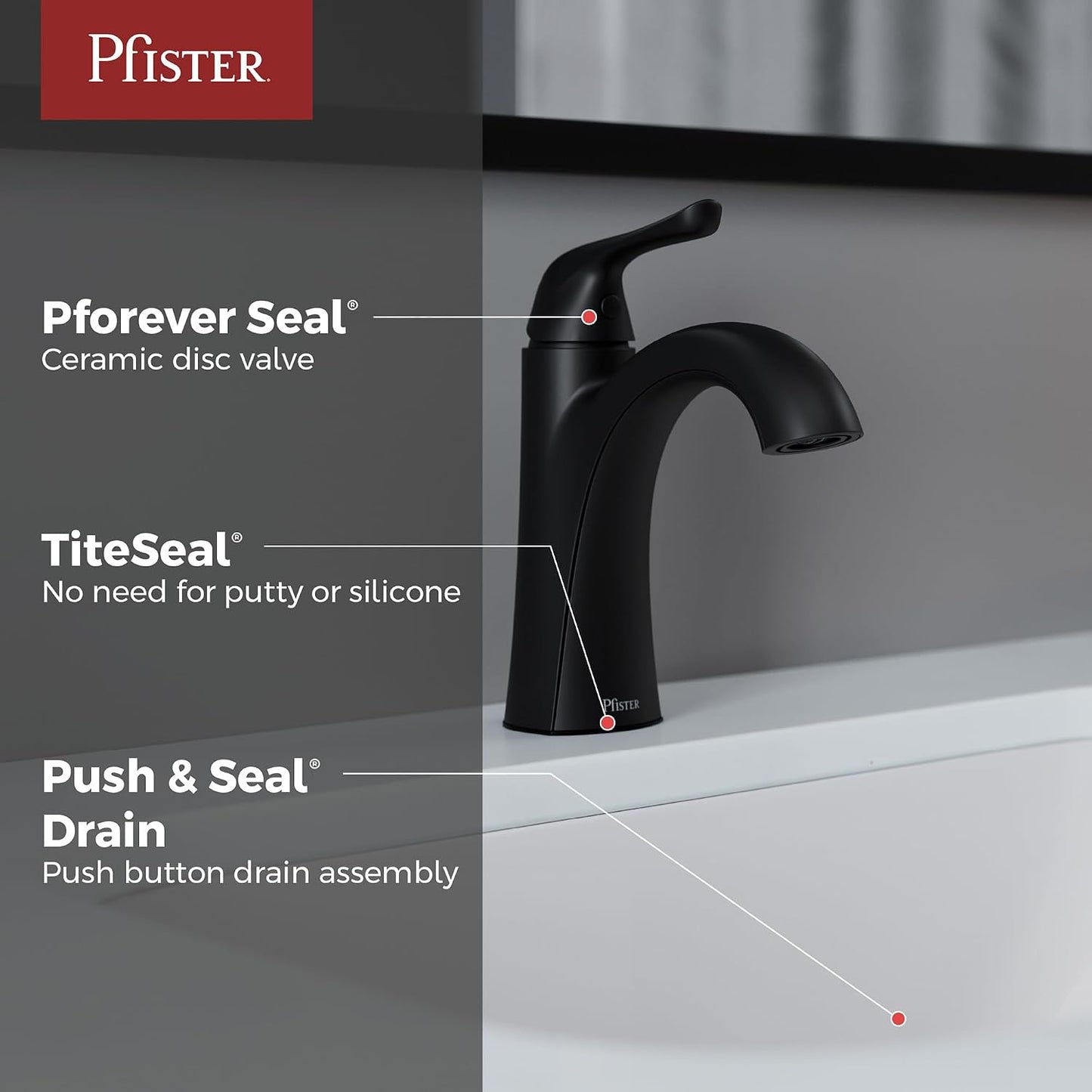 Grifo baño una manija 1 agujero negro mate NSF certificado
