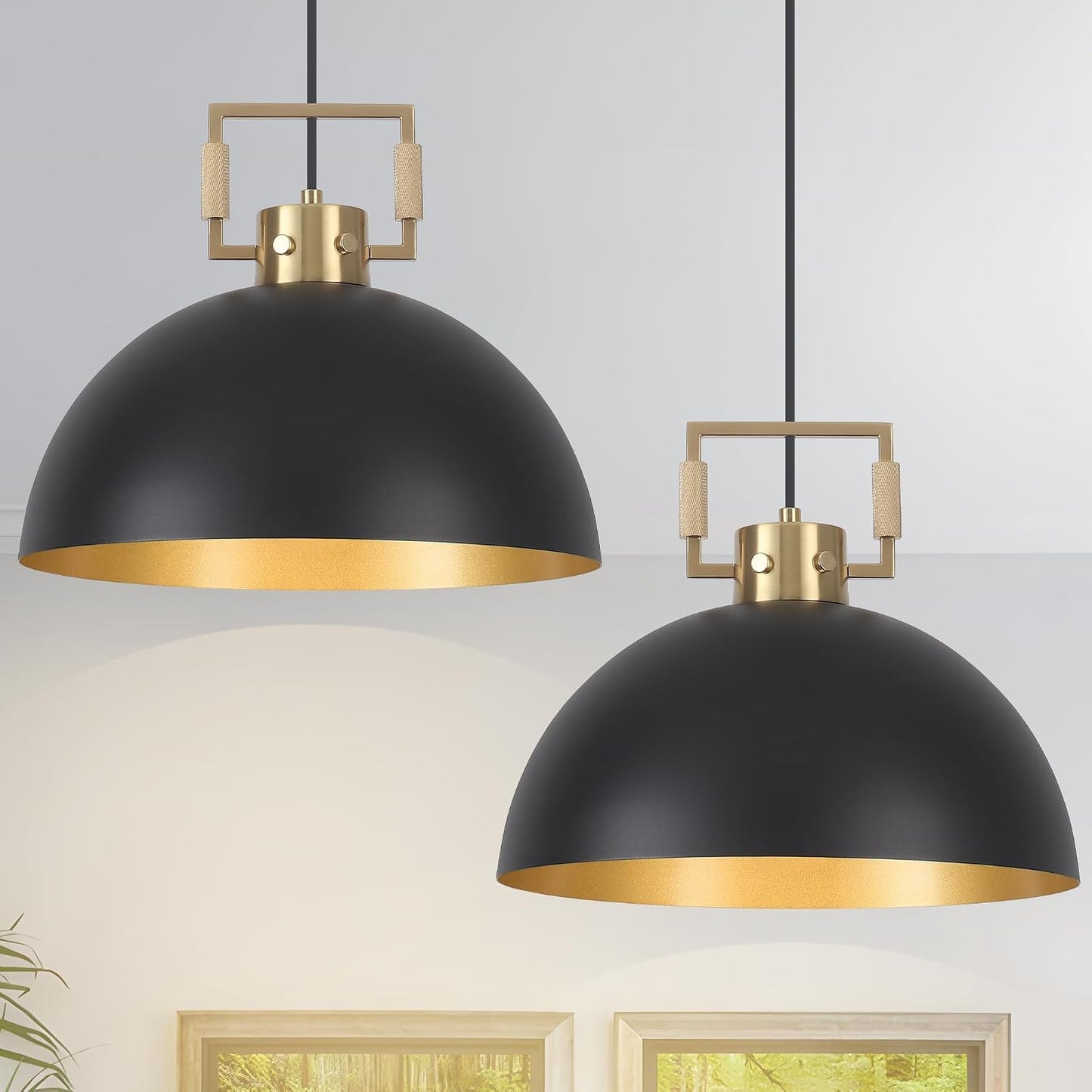 Lámpara colgante industrial negro mate 2 pzas ajustable
