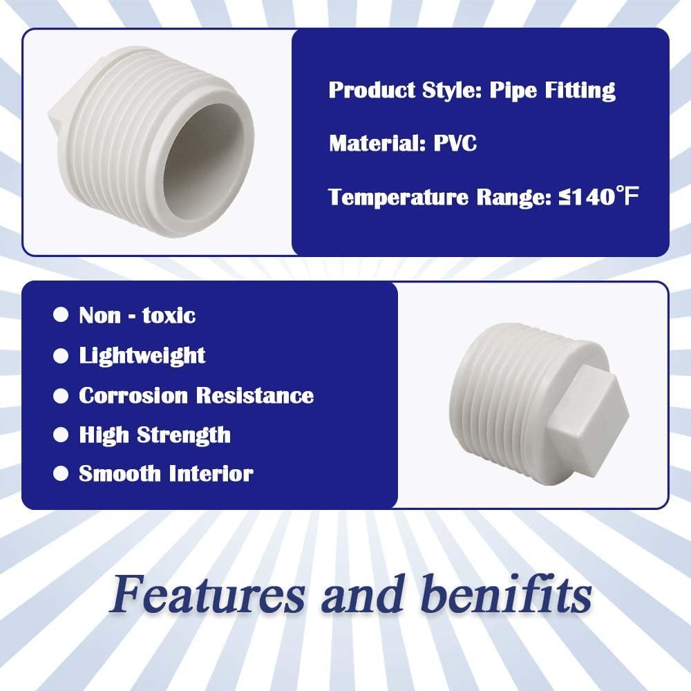 Tapa PVC SCH40 1pulg para tubería rosca macho