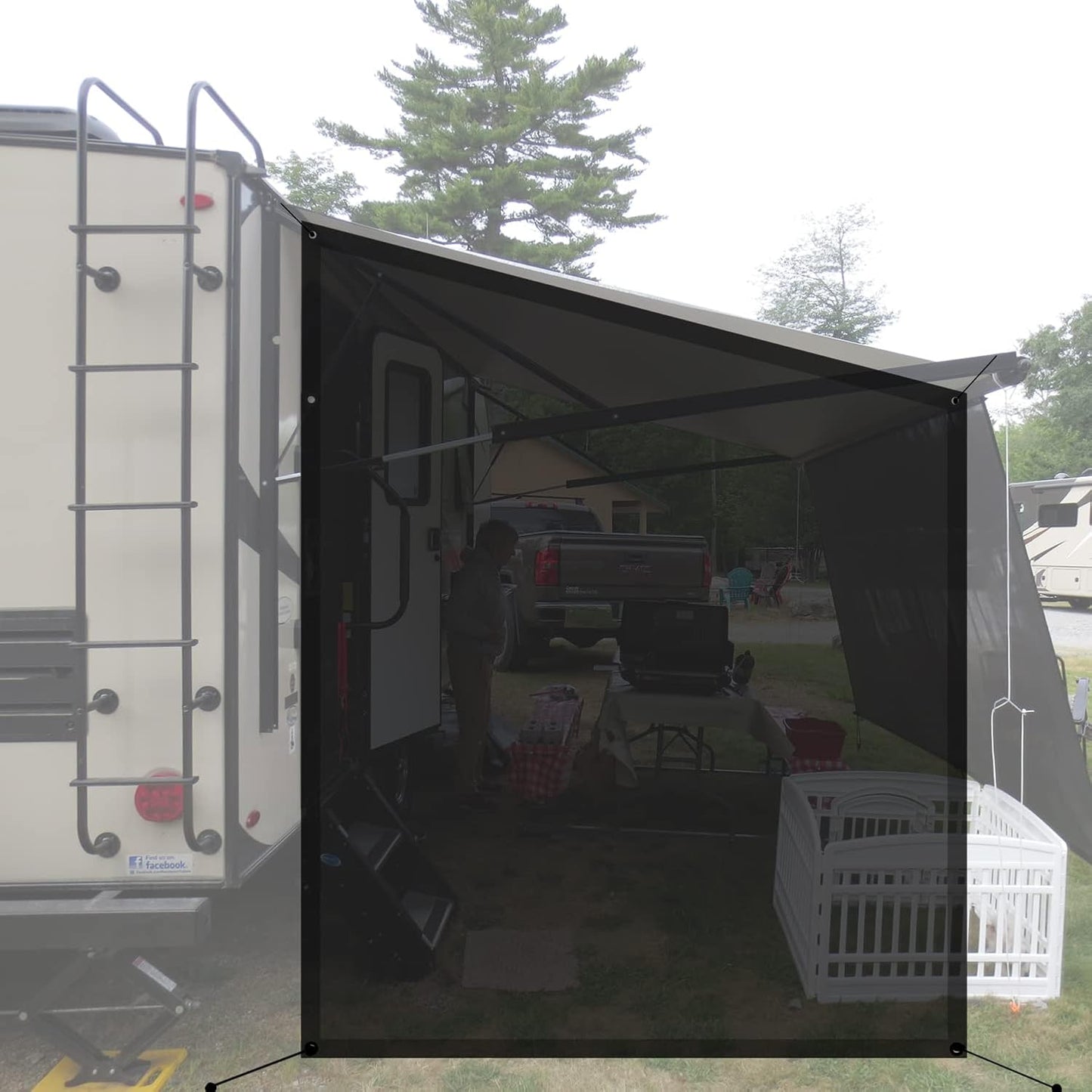 Toldo autocaravana malla negra 9x6ft x 7x6ft proteccion