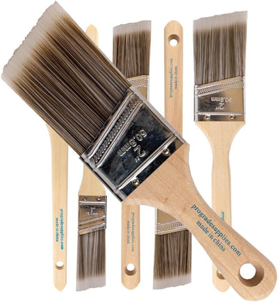 Juego 6 pinceles angulares para paredes molduras y pintura