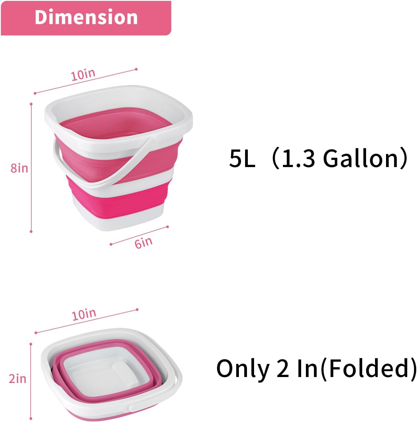 2 Cubos Plegables 5L Plástico para Hogar y Camping