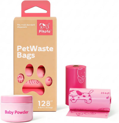 Bolsas para excrementos perro 128uds 60% reciclado plástico rosa