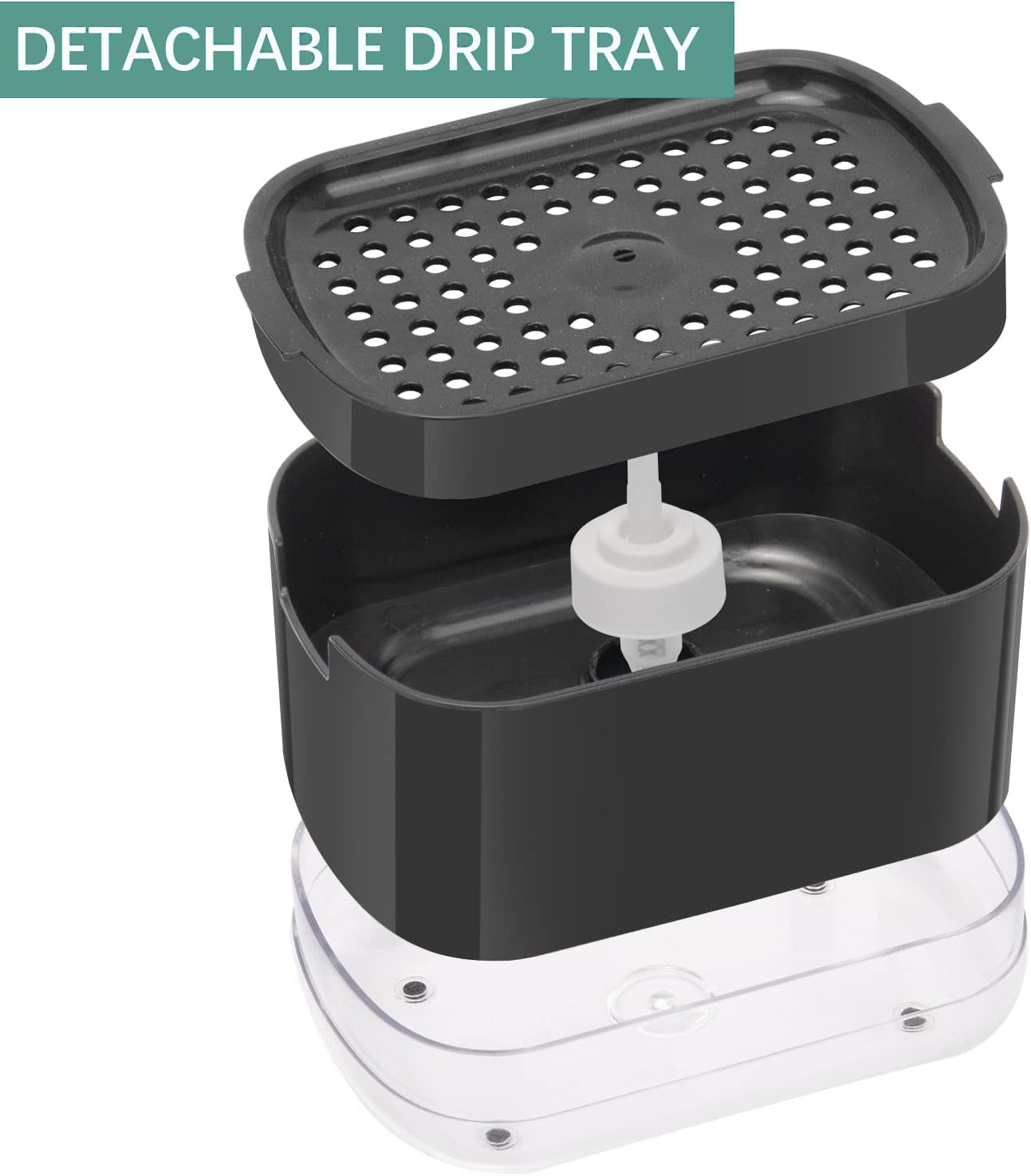 Dispensador jabón líquido y soporte esponja cocina baño