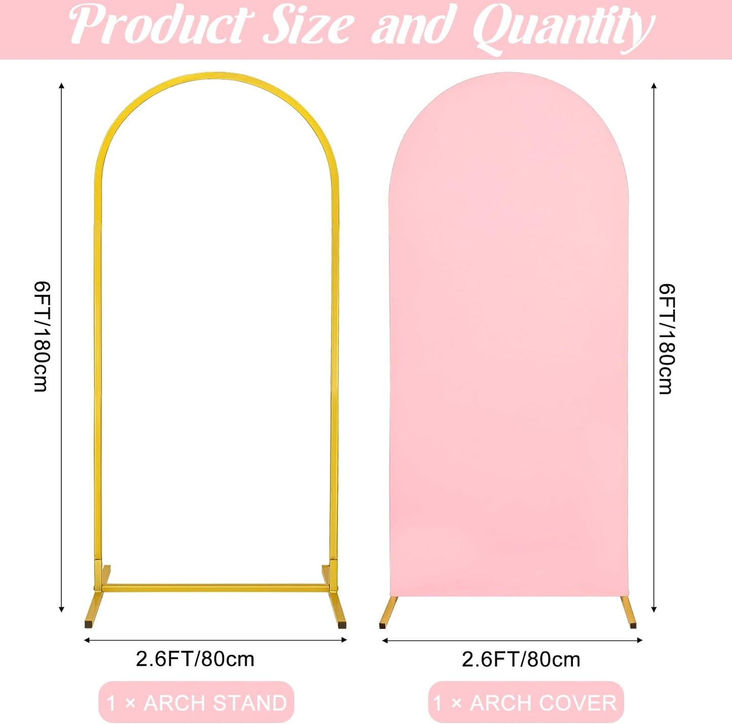 Soporte arco metal y telón elastano rosa para bodas