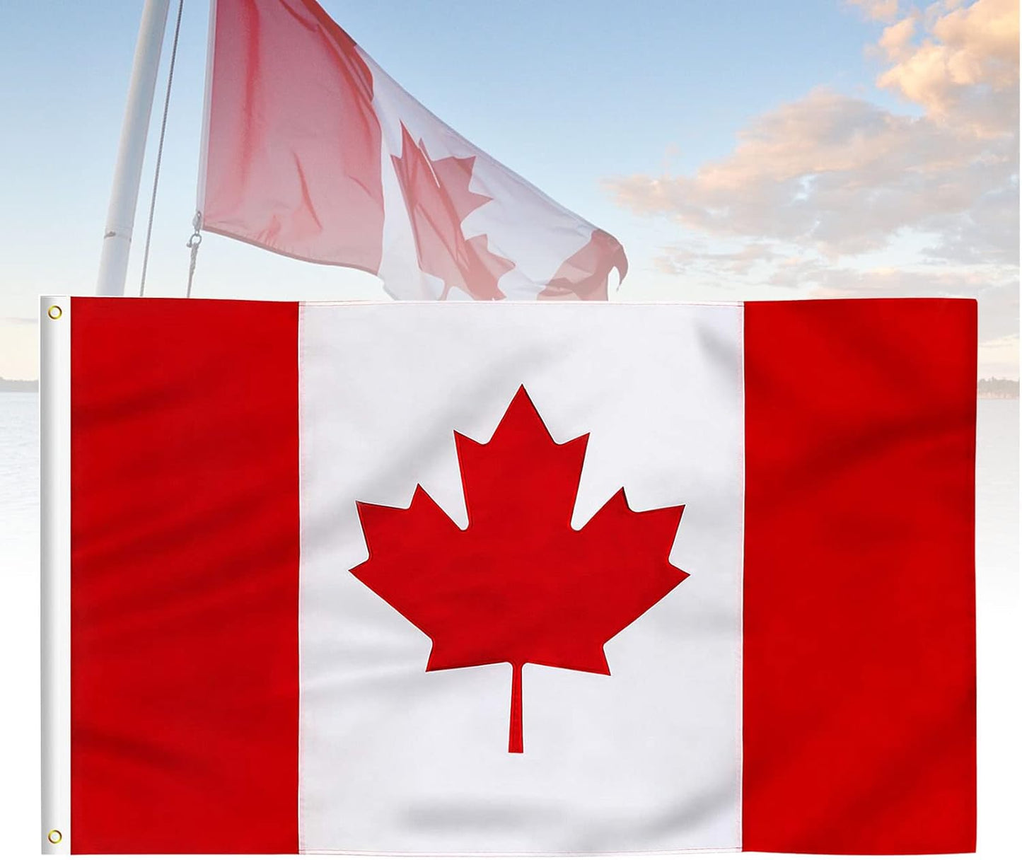 Bandera Canadá 5x8ft bordada lona ojales latón
