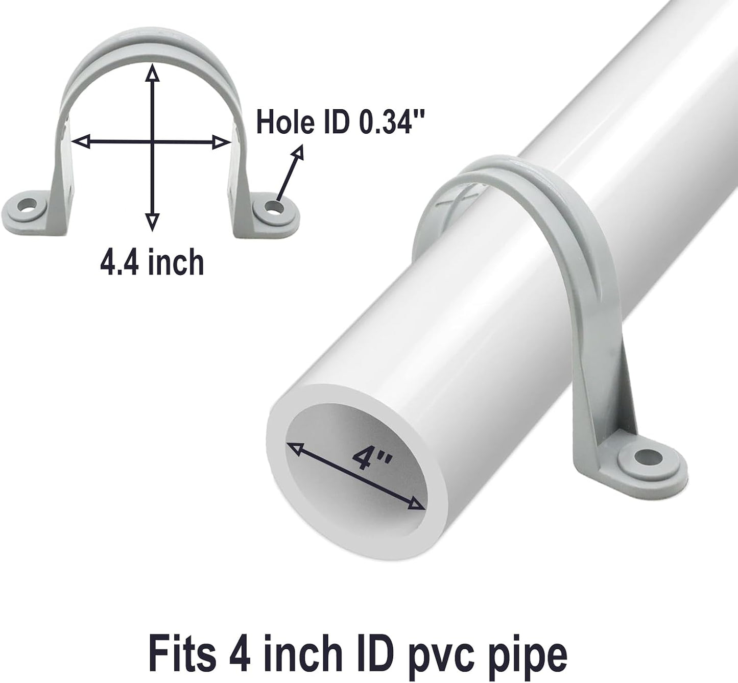Correa tubería PVC soportes 4pulg pack 8