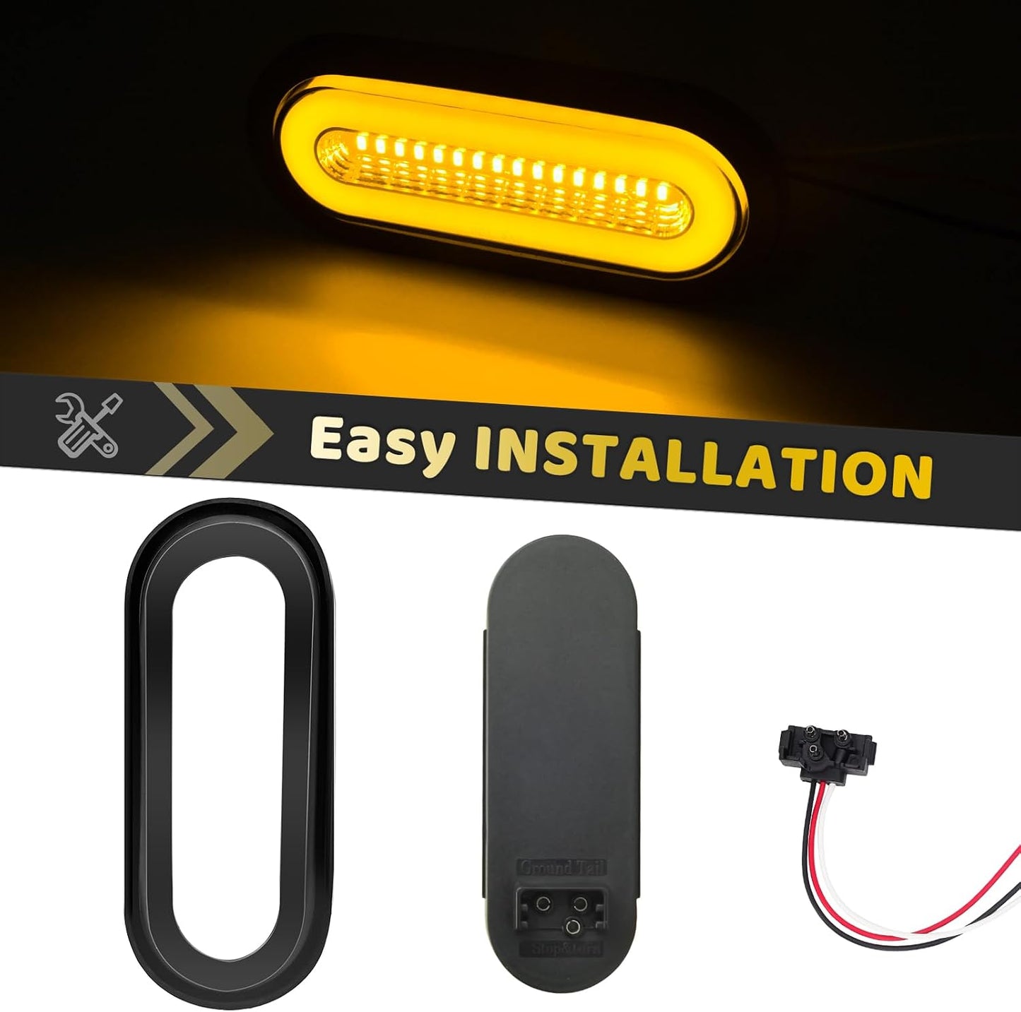 2 Pzas Lentes Ahumados Ámbar 6pulg Luces Traseras