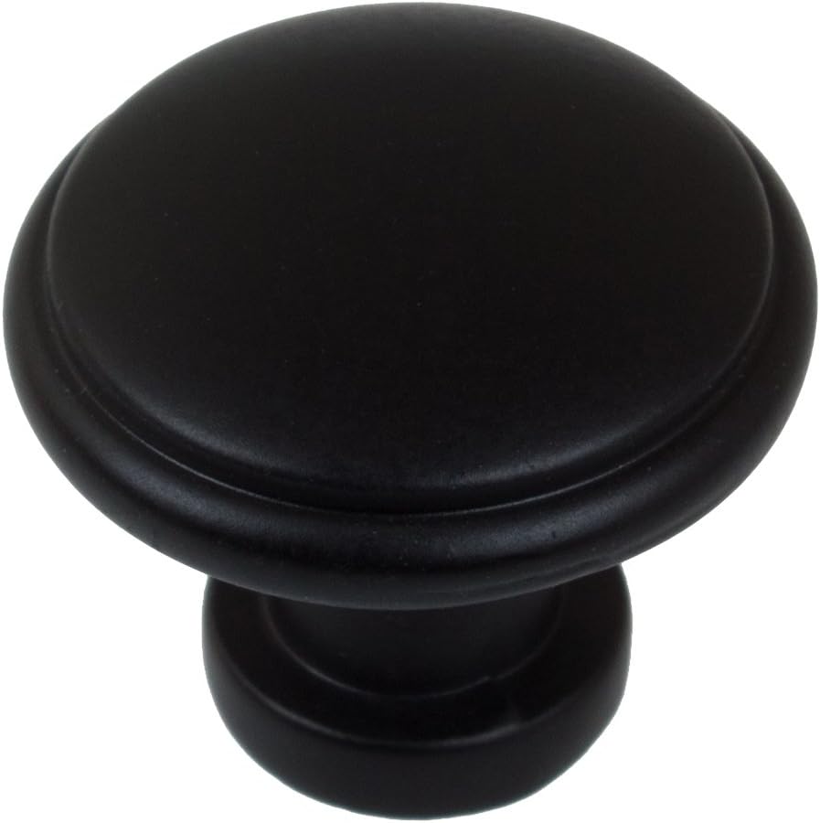 Pomo redondo gabinete 1.125pulg set 10 negro mate